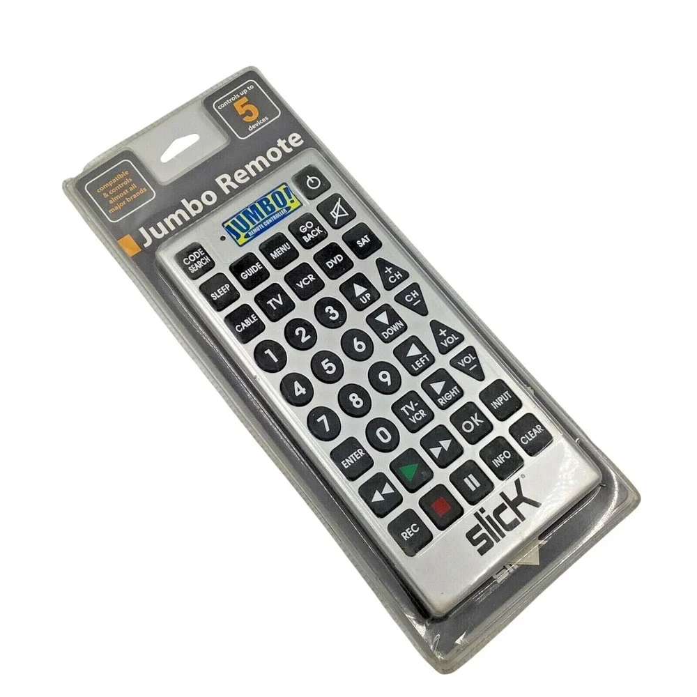 New Jumbo Universal Remote Slick up to 5 devices‎ compatible NIP
